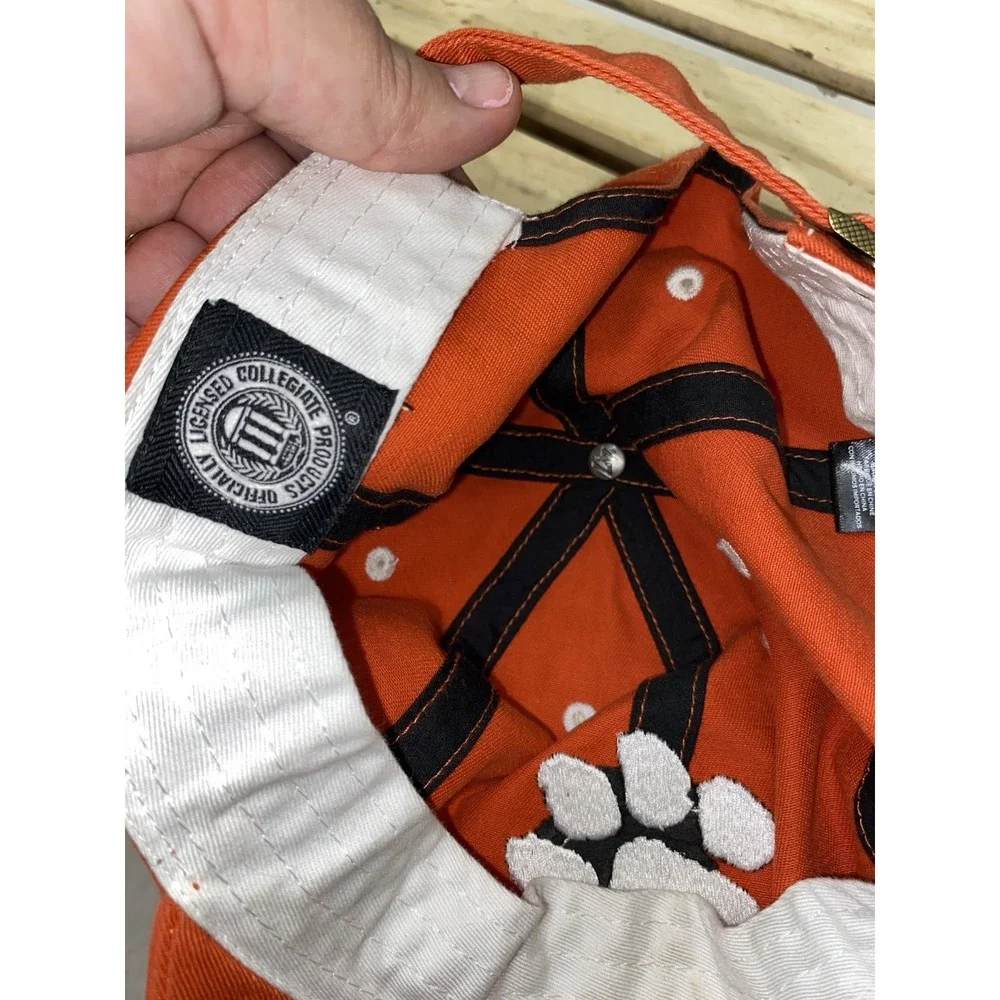 Clemson '47 Clean Up Baseball Cap Hat Strap Back Shows Wear Orange White Paw